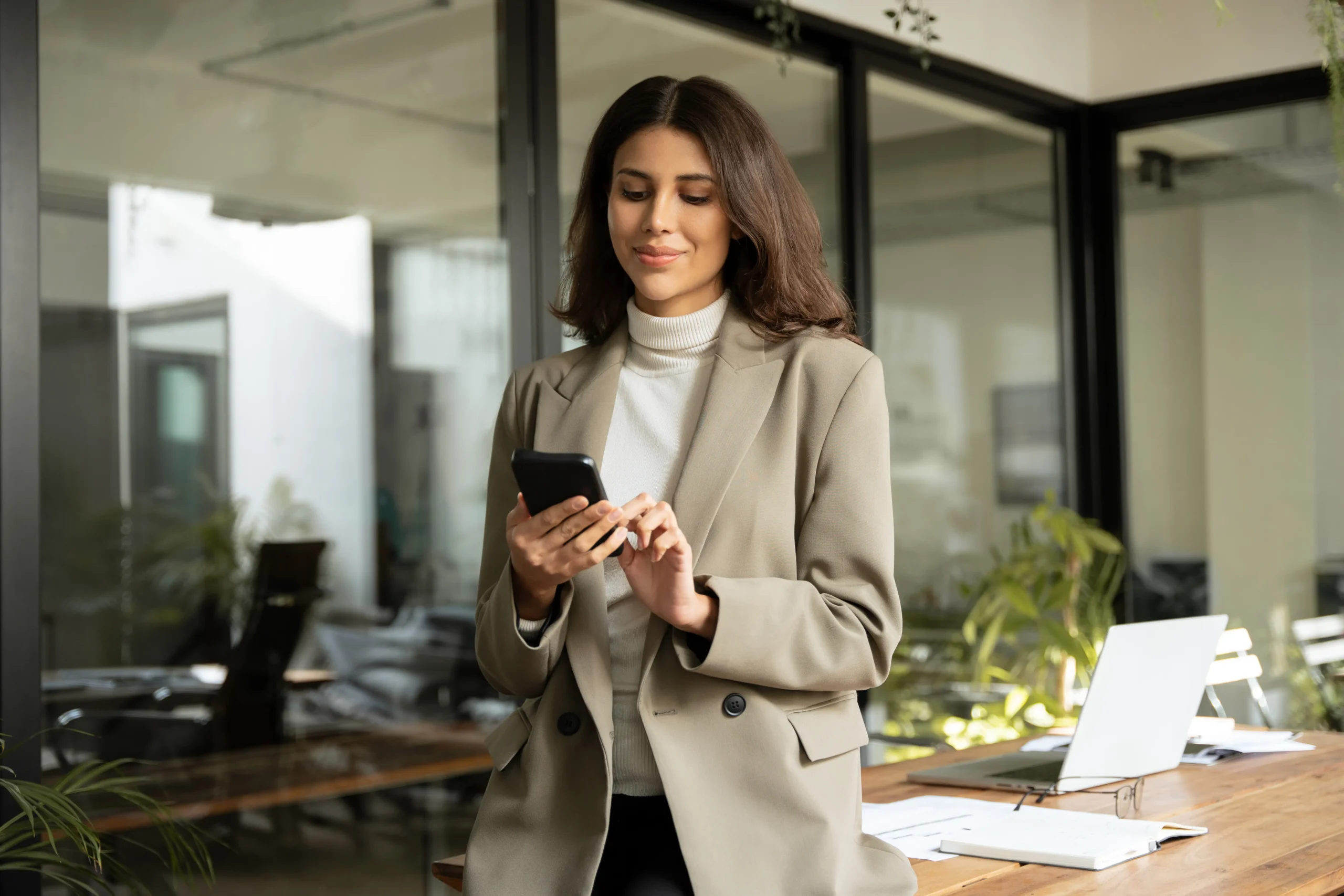 Team member using phone